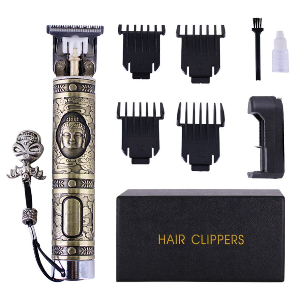 Hair Outliner Grooming Trimmer Small Silver Tube Small Copper Tube Hair Salon Battery Carving Electric Clipper: Gold