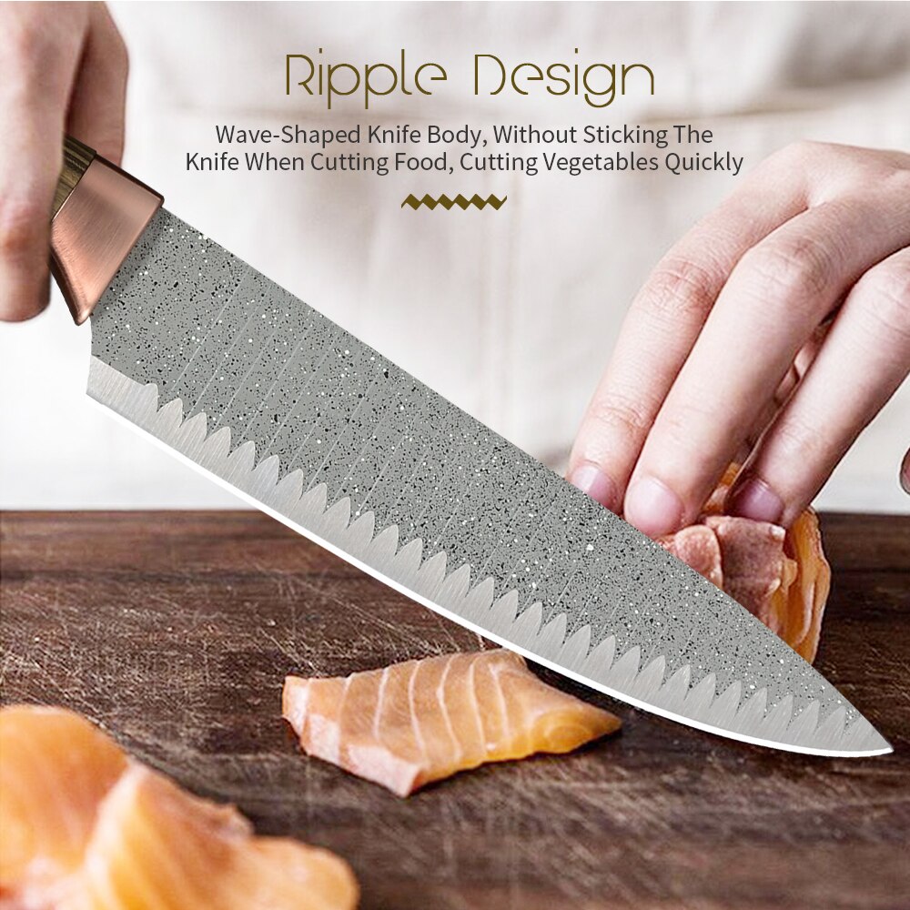 Xyj 6 stk rustfrit stål knive sæt æske hakning kokk skrællekniv skræller saks kød fisk madlavningsværktøj familie