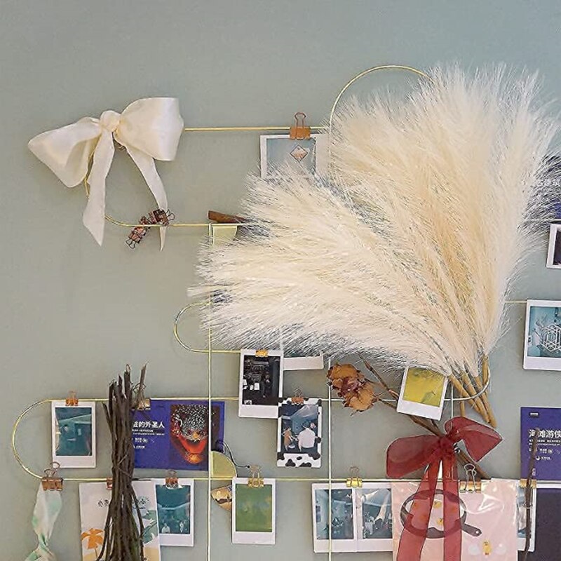 Faux Pampas Grass 17''/44cm Short Pampas Grass for Boho Home Office Decoration Artificial Reed for Floral Arrangement Vase Fills