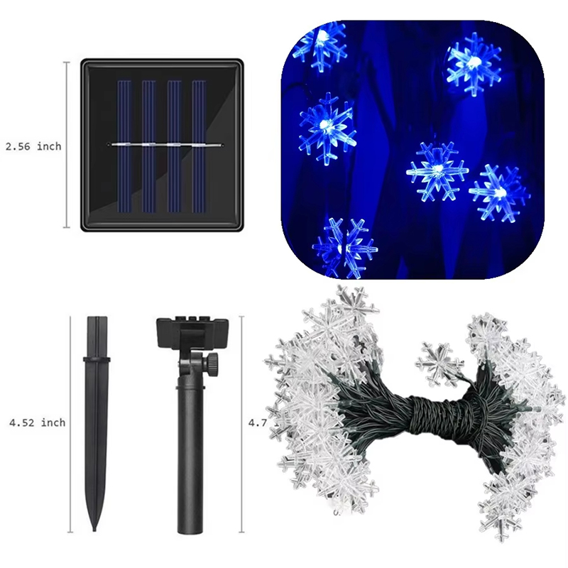 7/12M Solar Led Sneeuwvlok String Knipperende Ster Lamp Outdoor Festival Arrangement Nieuwjaar Bruiloft Kerstboom Decor: M / Olijf