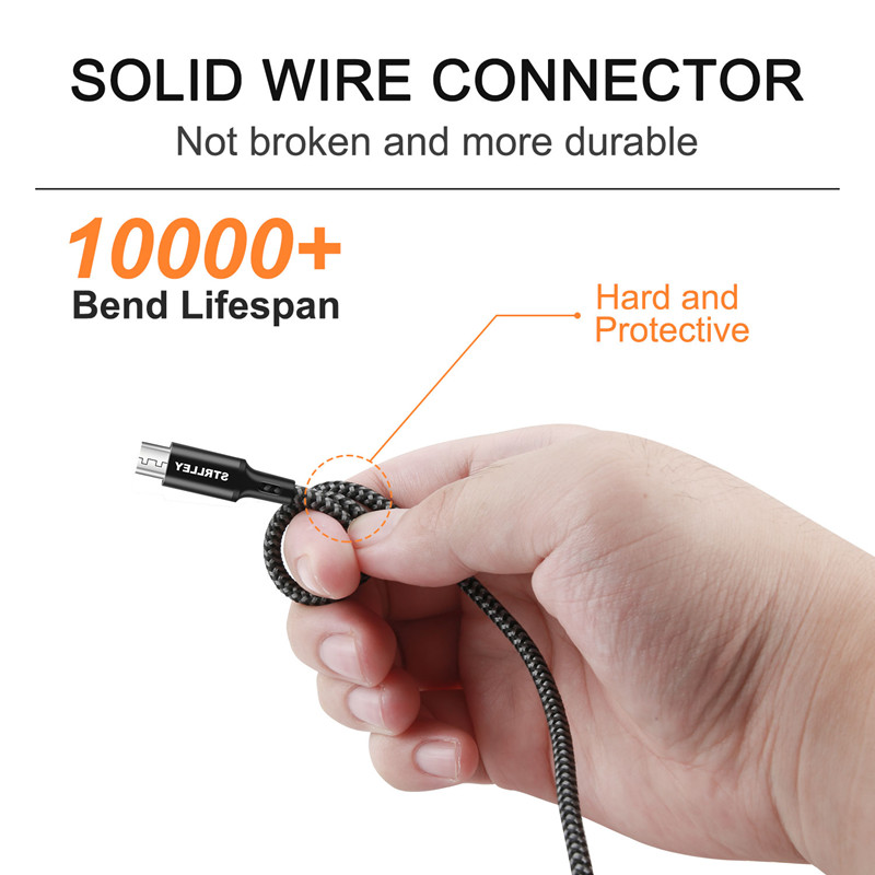 Micro usb kabel 2.4a hurtig datasynkronisering ladekabel andriod microusb mobiltelefon kabler til samsung xiaomi  lg 3 pack (1m/2m/3m)