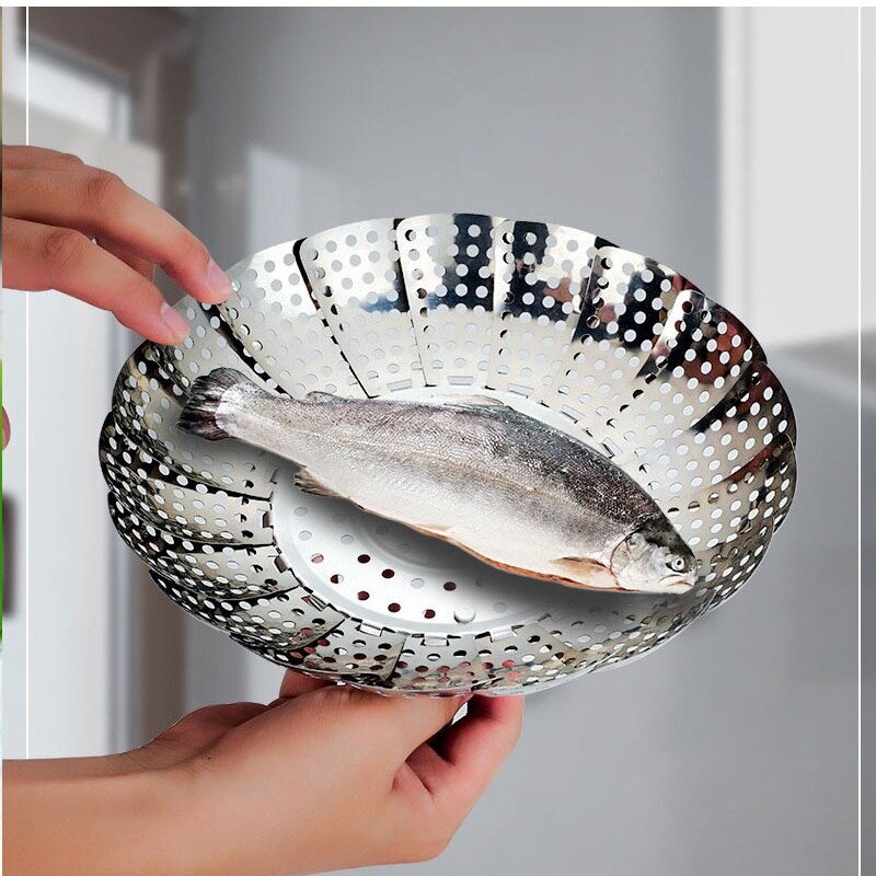 Kuchnia wielofunkcyjny nierdzewny teleskopowy parowiec lotosowy może zastąpić owoce i warzywa sitko tacka parownik parownik