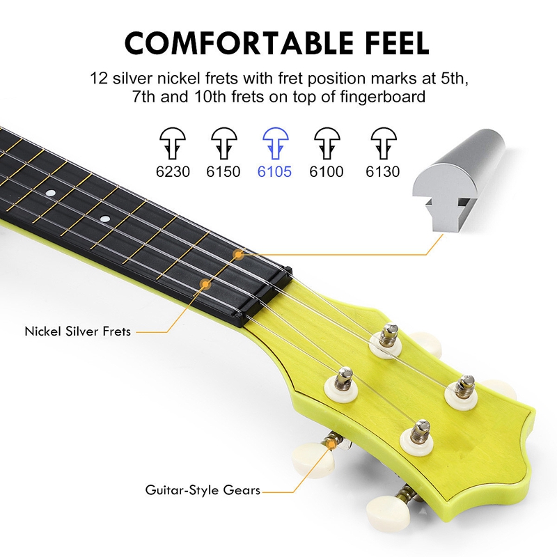 Ukelele de cuatro cuerdas para niños y estudiantes, ukelele de 21 pulgadas para principiantes, Hawaiano, el mejor
