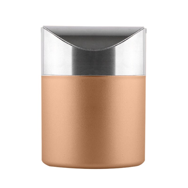 Kleine Rvs Prullenbak Met Swing Deksel Fit Voor Bureau Badkamer Keuken Auto 1XCE: champagne