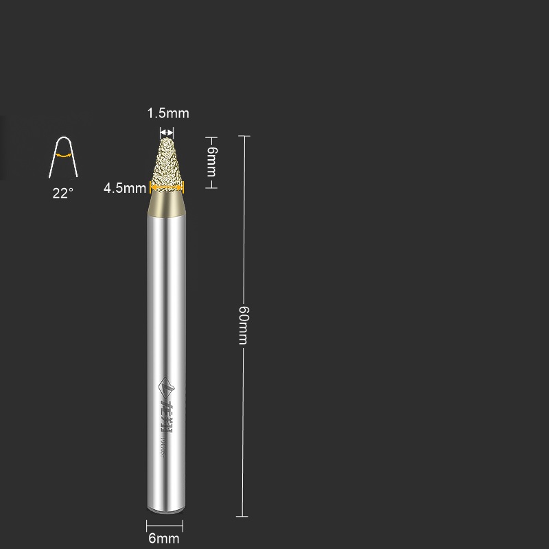 1 st. cnc-slipmaskin i solid hårdmetall med diamantsten för marmor, blåsten och sandsten, konskärare i bottenrelief: 34mm