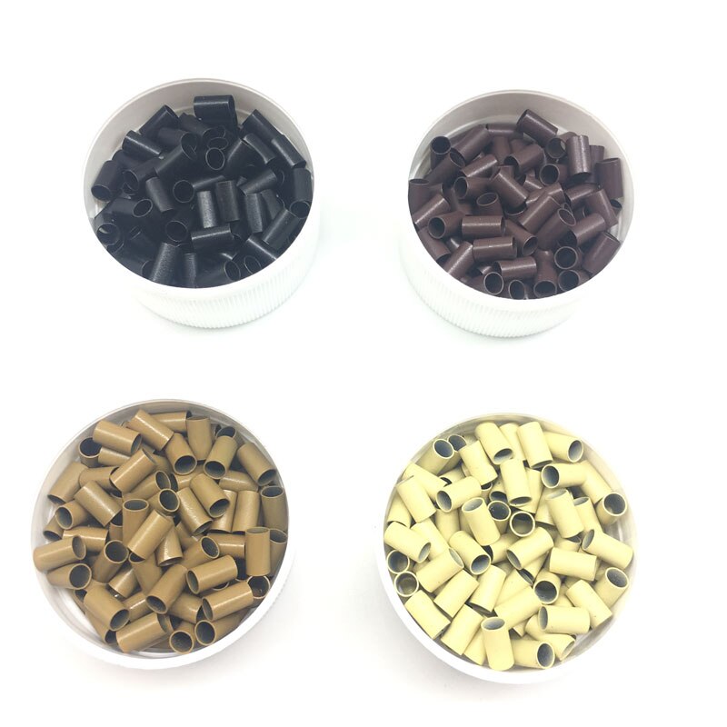 1000 stks Koperen Buis Kralen Micro Link Rings Gevoerd voor Hair Extensions 343060mm Rechte Koper Micro Kralen