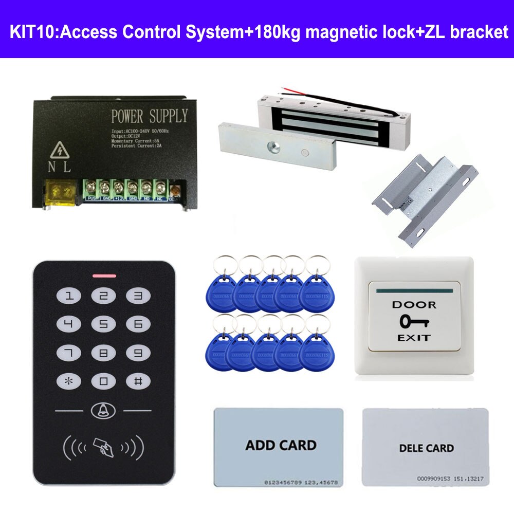 Various Door Access Control System Kit ID keypad access control + Power Supply +exit button+ Electric Door Locks for office