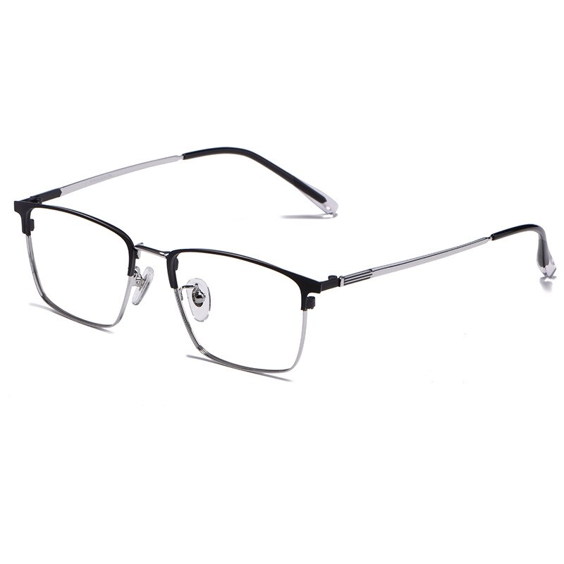 Ultralight Beta Titanium Men's Titanium Metal Full Frame Glasses Ultralight Business Optical Glasses Prescription Glasses Men: Black silver