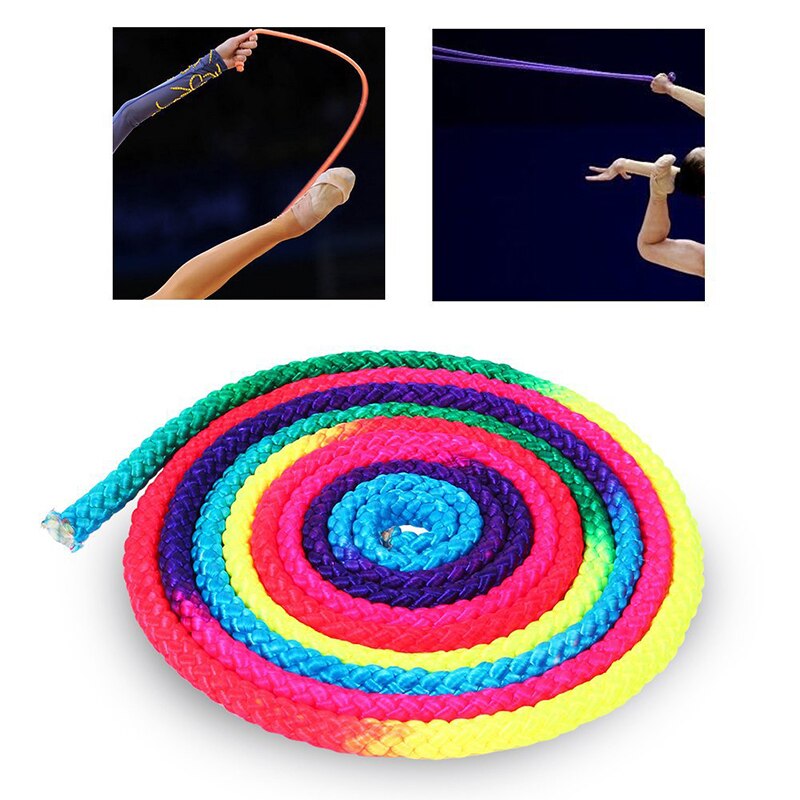 Corde de gymnastique rythmique couleur arc-en-ciel, solide, pour compétition, entraînement artistique, outils de Sport professionnels: colorful