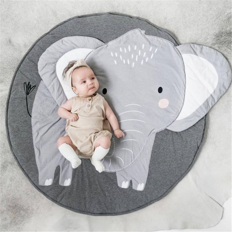 Cartoon Olifant Baby Deken Baby Speelmatten Peuter Kids Kruipen Ronde Tapijt Tapijt Nordic Kids Bed Room Decor Foto Props