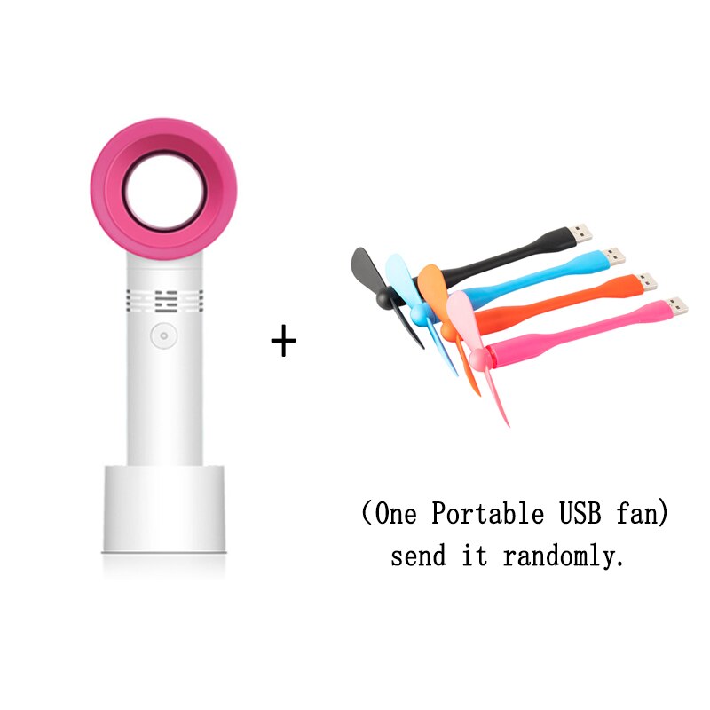 portable fan USB Rechargeable Portable Bladeless Fan Handheld Mini Cooler No Leaf Handy Fan With 3 Fan Speed Level LED Indicator