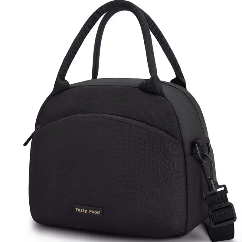 Lunch Bag Women Insulated Messenger Bag Men Waterproof Lunch Cooler Bag Insulated Lunch Box Portable Handbag Picnic Bento: black