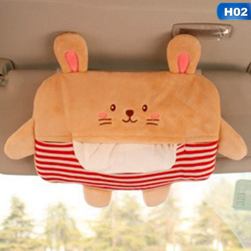 Auto Cartoon Zonneklep Tissue Doos Auto Tissue Dozen Cartoon Leuke Dier Auto Terug Opknoping Pompen Papieren Handdoek: H02