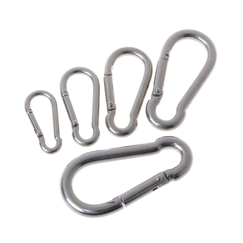 304 Stainless Steel Spring Carabiner Snap Hook Keychain Quick Link Lock Buckle