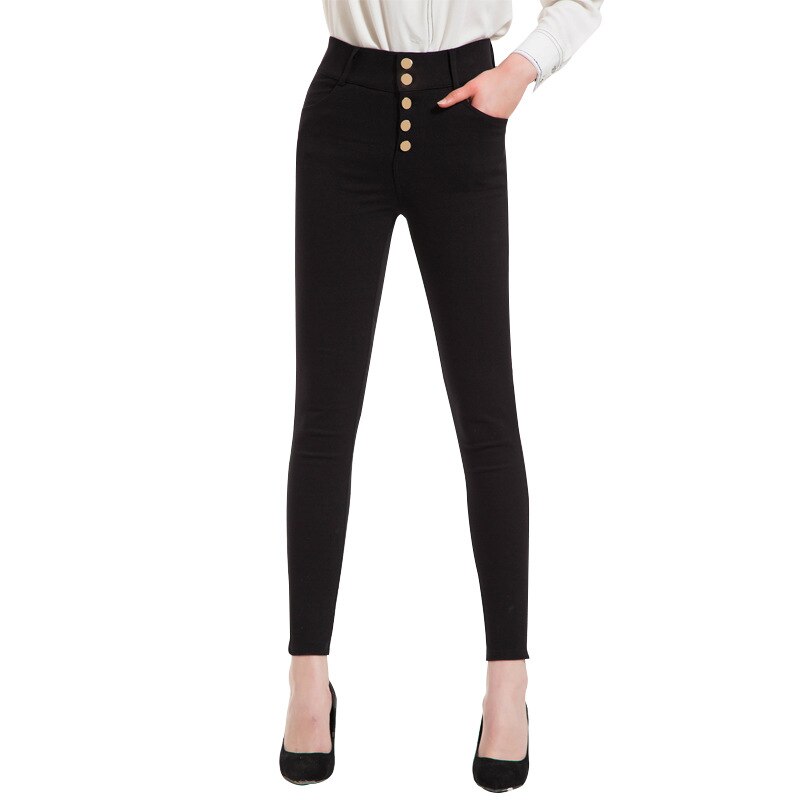 ATHVOTAR-pantalones de cintura alta para mujer, pantalón negro Cargo de talla grande 6XL, ropa de calle para mujer, pantalones elásticos para oficina e Invierno: 3XL