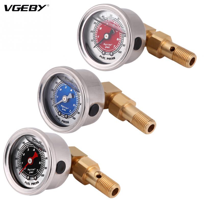 Universal Fuel Pressure Liquid Filled Regulator Gauge Adapter Kit 0-100PSI Oil Press Gauge Fuel Gauge Auto Accessories