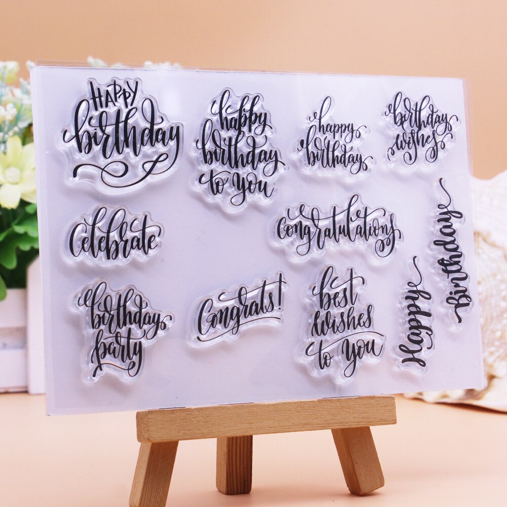 Happy Birthday Sentiments CLEAR STAMPS Scrapbooking Handmade Card Album Paper Craft Rubber Transparent Silicon Stamp Alinacutle