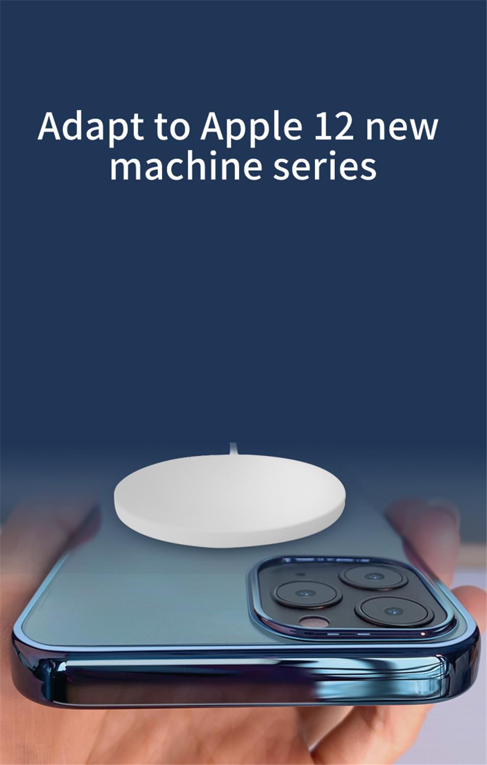Magnetische draadloze oplader met ingebouwde usb-c-kabel, draagbaar voor mobiele telefoon 12 pro max 15w qi magsafe snellader