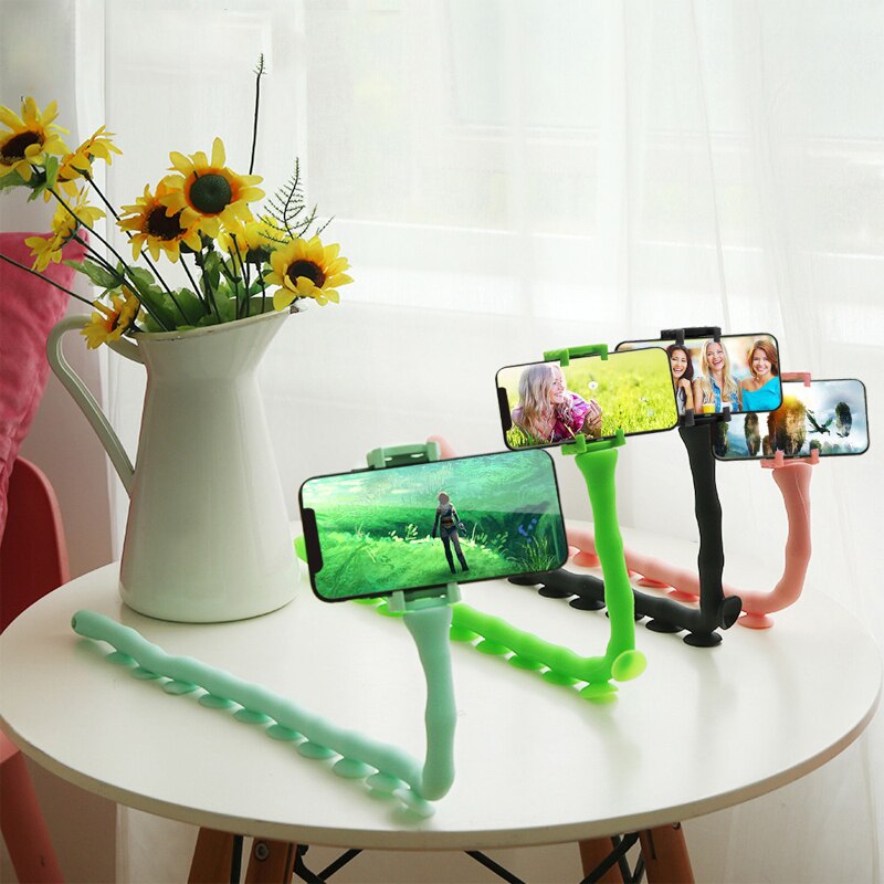 Universal Lazy Holder Arm Flexible Mobile Phone Holder Suction Cup Stand Wall Desk Bicycle Stents Caterpillars Bracket for Phone