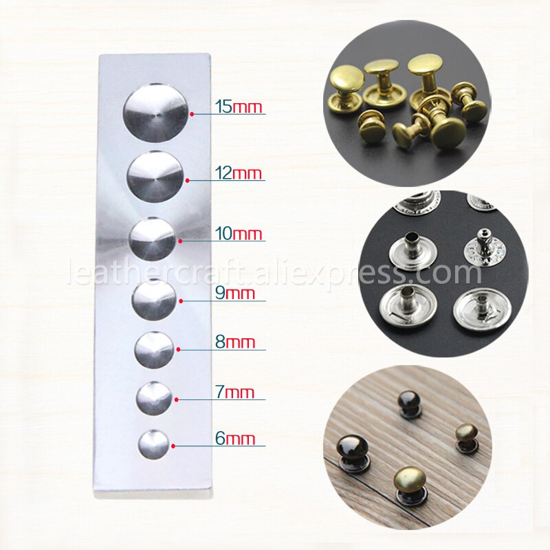 1piece Stainless Steel 7 in One Bottom Plate Poppers Snap Button Rivets Setter Punch Die Base Leather Craft DIY Hand Tool