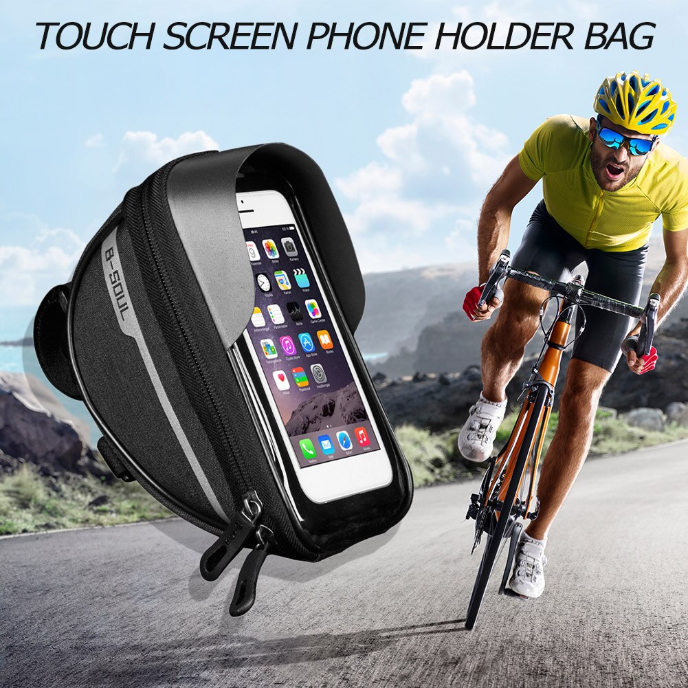 Fietsen Fiets Hoofd Buis Stuur Cell Mobiele Telefoon Bag Case Houder Case Fietstas Waterdichte Touchscreen Polyester Bike