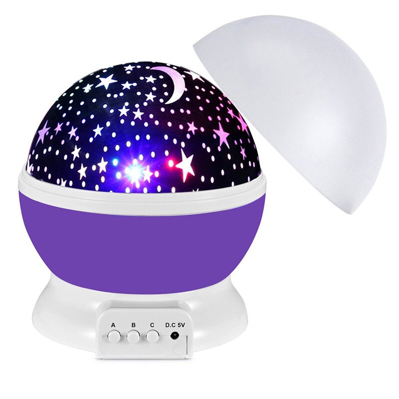 LED Projector Star Moon Night Light Sky Rotating Operated Nightlight Lamp For Children Kids Baby Bedroom Nursery Christmas: Purple base