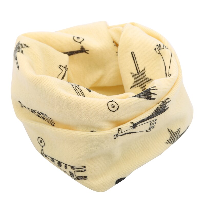 Winter Scaf Kids Boys Girls Cotton Multi Use Neck Cover Warm Scarf Hat Bandana Cute Print Cartoon Scarf Clothing Accessories: Yellow giraffe