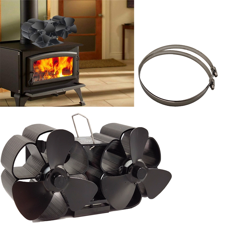 Mini tamaño 8 aspas estufa ventilador silencioso alimentado por calor madera Log Burner ventilador chimenea para Ultra pequeño espacio: Default Title