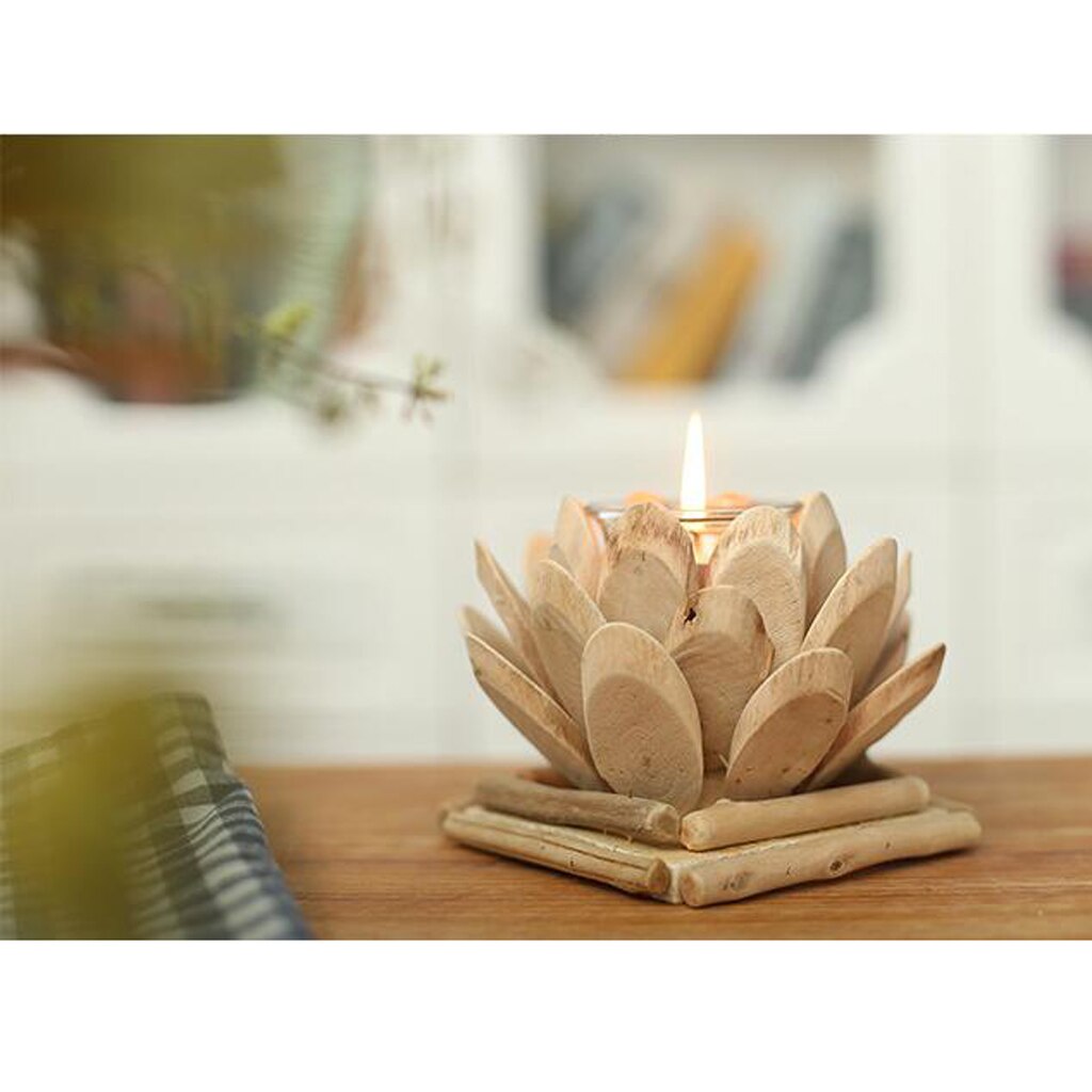 Lotus Candle Holder, Wooden Tealight Holders Handmade Ornaments Votive Holder