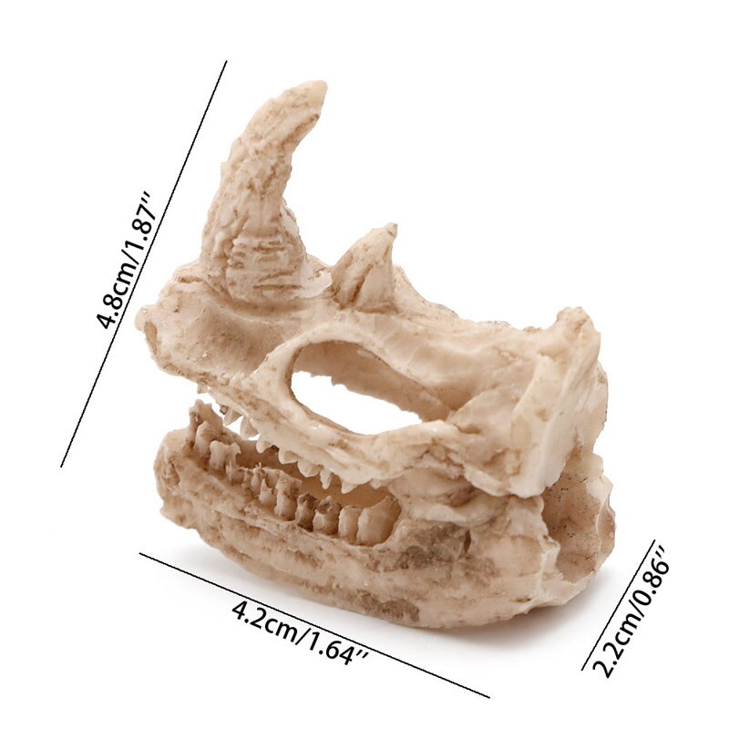 Artifical Rhino Skull Fish Tank Simulation Statue Ornament Landscape Crawler Dragon Lizard Decor Terrarium Reptile Cave House