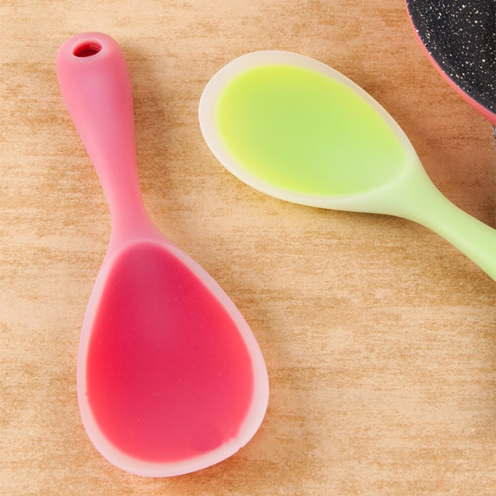 1PC Kitchen Tool Rice Server Rice Spoon Silicone Sushi Rice Non-stick Paddle Do Not Hurt the Pan Liner Rice Spoon