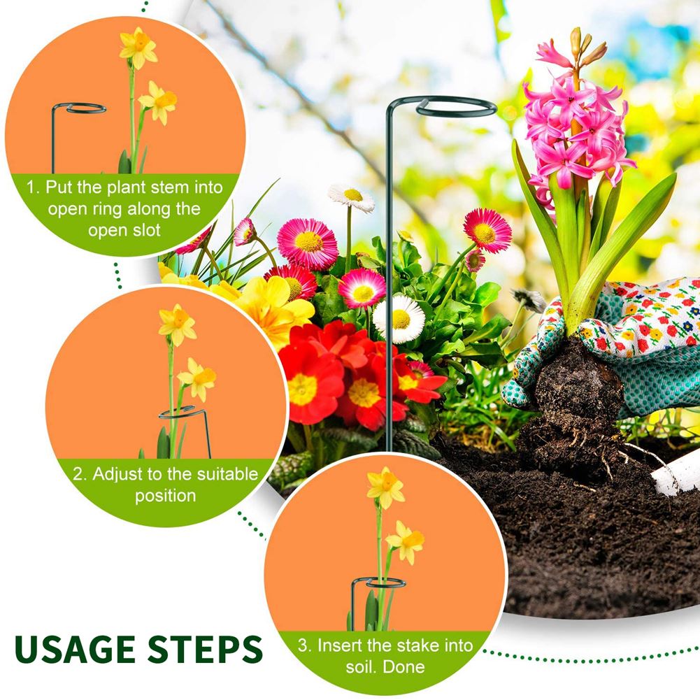 38Pcs Plant Support Stakes, Garden Single Stem Support Stake Plant Cage Support Rings For Amaryllis Tomatoes Orchid Lily Peony