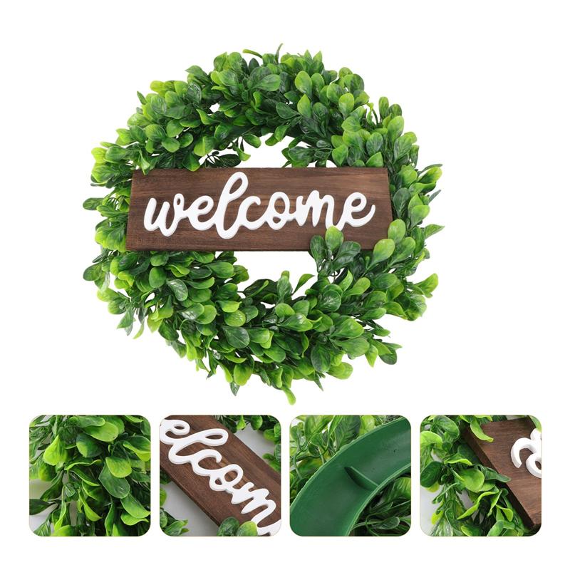 Decorative Welcome Wreath Door Hanging Garland Ornament Simulation Wreath