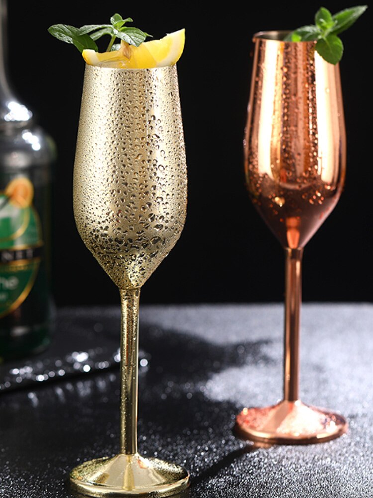 220Ml Rvs Champagne Beker Wijn Glas Cocktail Glas Creatieve Metalen Wijnglas Bar Accessoires