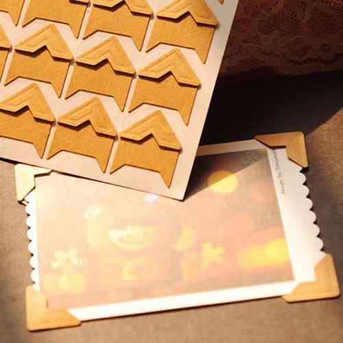 120 unids/lote (5 hojas) pegatinas de esquina de papel Kraft Vintage para DIY foto álbumes de recortes decoraciones, marrón/Negro/Blanco/oro: Brown 5 Sheets