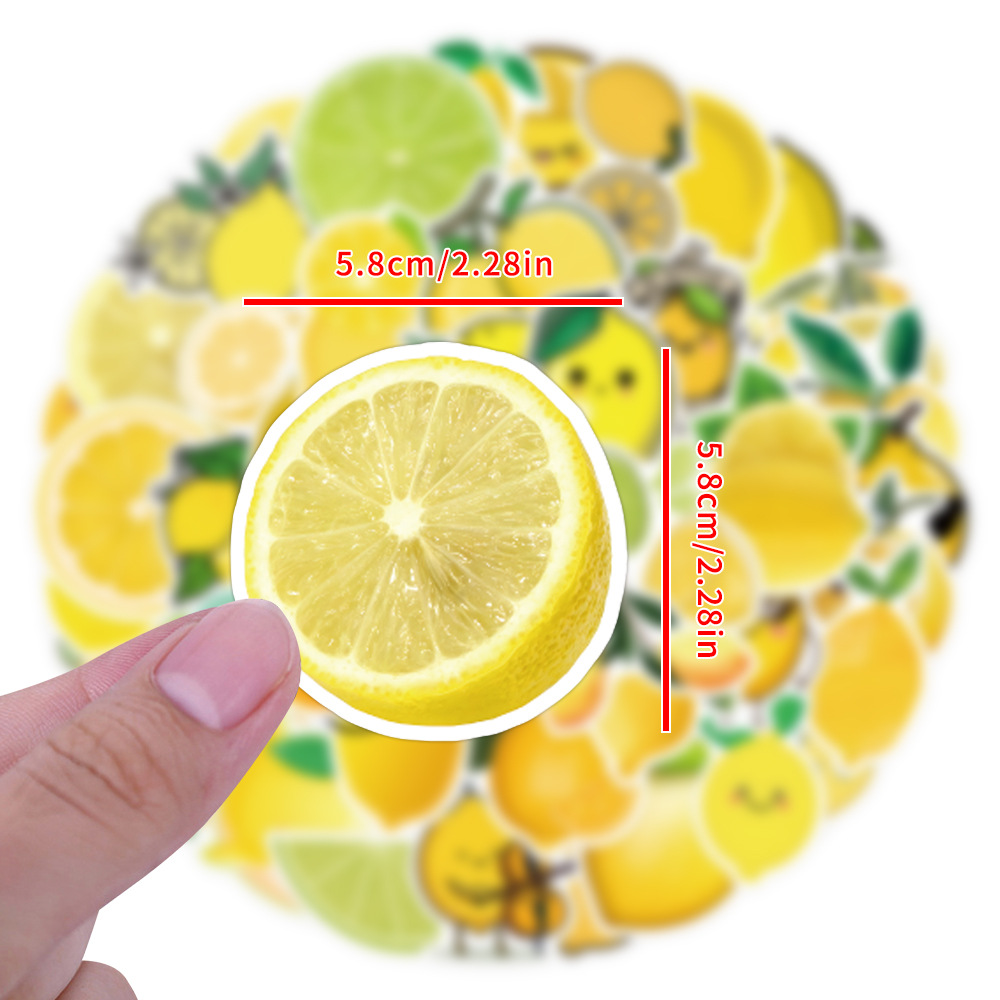 60PCS Aesthetic Lemon PVC Stickers Set for DIY Laptop Phone Suitcase Skateboard Car Motorcycle Bottle Scrapbooking Decor