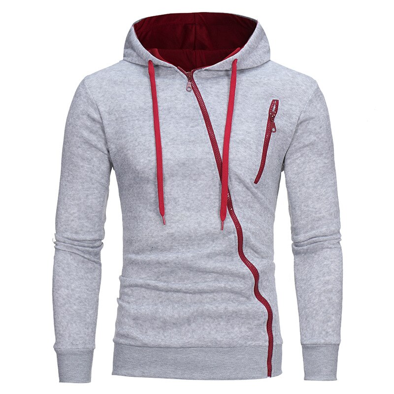 Manteau d'extérieur à capuche avec fermeture, veste de sport en plein air pour homme pull, pardessus mince à fermeture éclair oblique, vêtement d'extérieur ample, vêtements chauds
