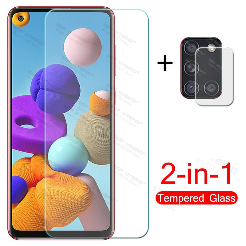 2in1 Camera Lens Temper Glass For Samsung Galaxy A21s GalaxyA21s M-A217F SM-A217F/DS Light Shield Protective Glass Full Cover