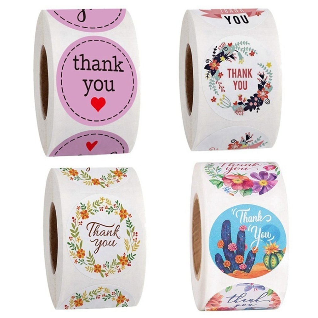 Powder White Sticker 2 Inch Thank You Stamping Sticker Seal Label Handmade Self-adhesive Label Sticker