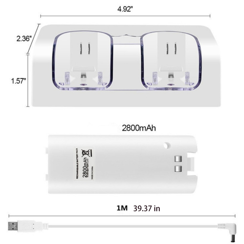 KX4A Dual-Zits Lader Met Blauw Licht Handvat Voor Wii Controller Twee-In-een Dual Laadstation twee-In-een Opladen Dock