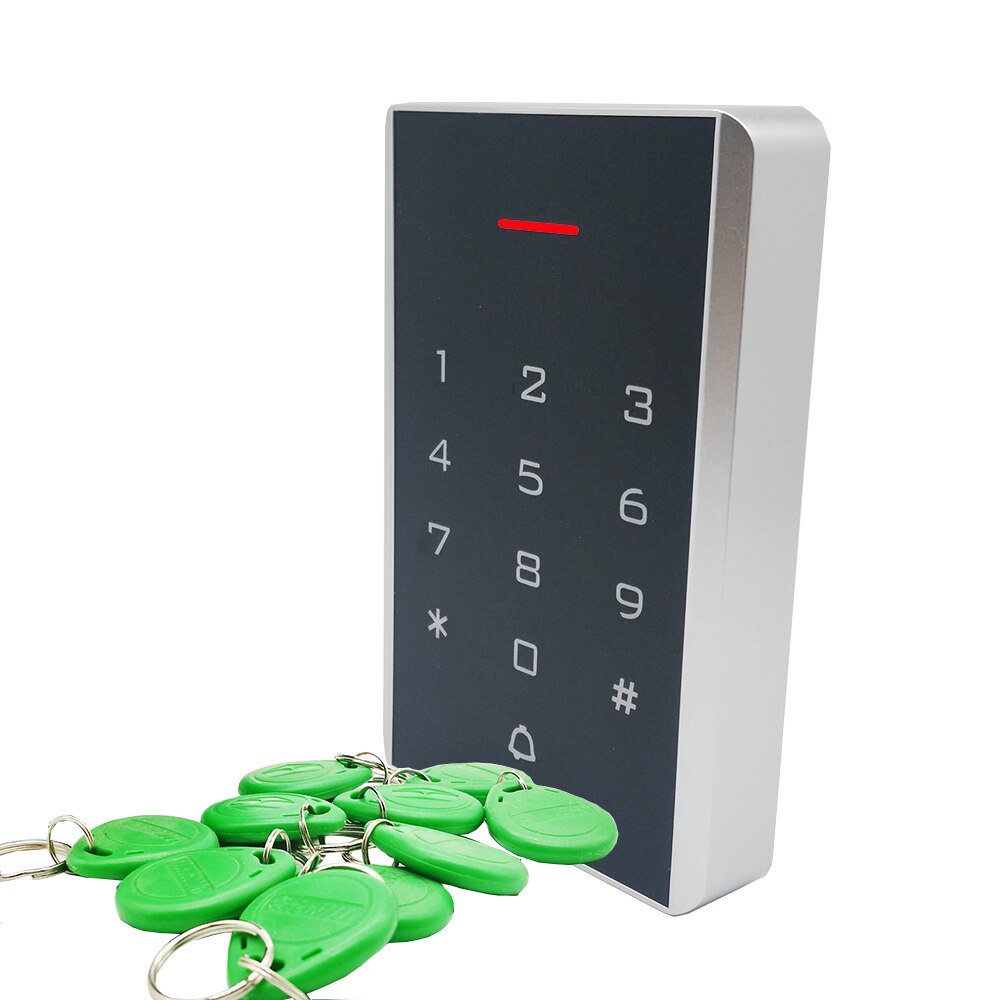 Wiegand input and output Keypad Reader Proximity 125khz RFID Card Door Lock Access Control System: Green Keyfobs
