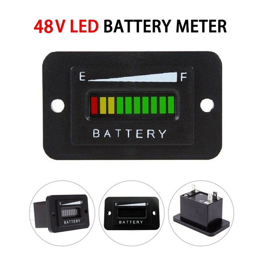 Indicador de batería 10 barras LED CC 6-120V, medidor de voltaje de batería de litio, resistente al agua, para coche y motocicleta