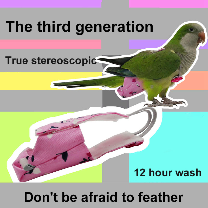 Pañales coloridos con pajarita para loros, ropa impermeable, Bonito traje de vuelo con Floral de palomas y frutas, mascota pequeña mediana