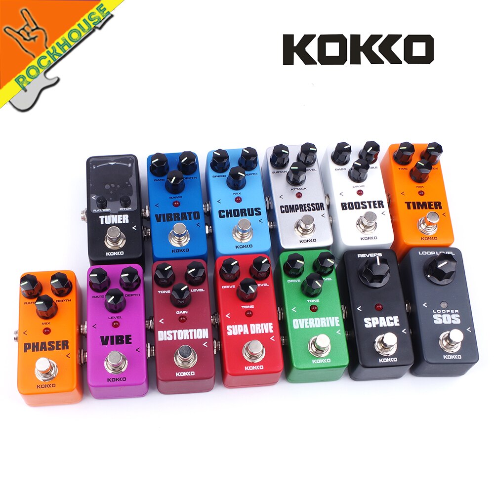 KOKKO Guitar Effects Pedal Chorus Compressor Overdrive Distortion Booster Vibe Vibrato Loop Reverb Phaser Tuner Guitar Pedal