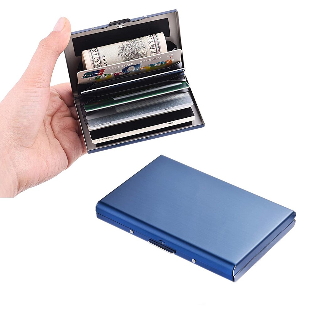 RFID Anti-theft Credit Card Holder Stainless Steel Mini Wallet Purse Women Men Business Bank Card Safety Protection Case Bag