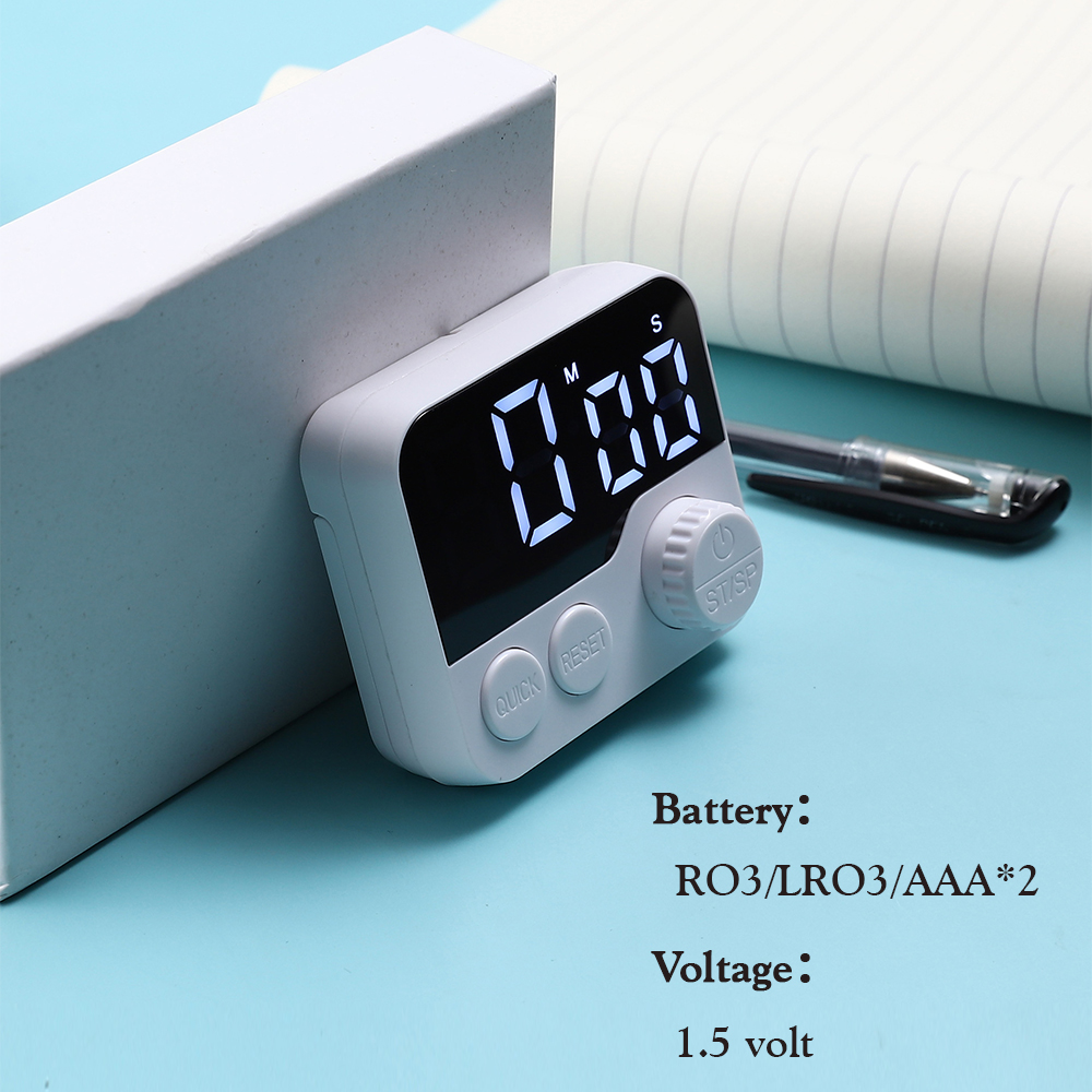Digital LCD kitchen timer with on/off switch, mute and loud alarm, 24-hour clock, children, teachers, kitchen