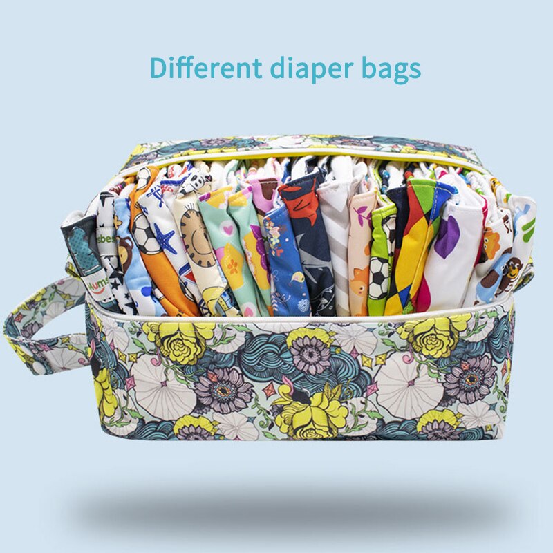 Wasserdicht Wiederverwendbare 3D nass Tasche Gedruckt Tasche Windel Tasche Große Kapazität Windel Tasche Kinderwagen Taschen PUL Windel Lagerung Tasche