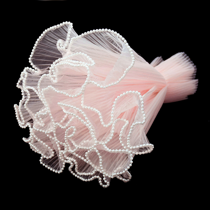 4 Yards Blumenverpackung Wellengarn Hochzeit Party Dekor handgemachte DIY Geschenkverpackung liefert Rosenstrauß Verpackung Papier Spitze Mesh: Licht Grün