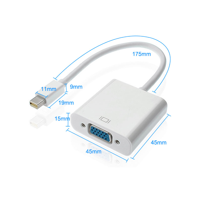 Vit mini dp till vga adapter mini displayport till hdmi omvandlare för pc macbook hdtv projektor dp grafikkort