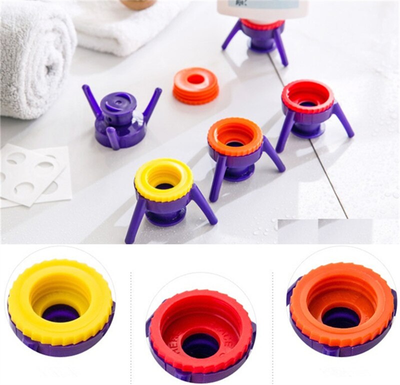 6Pcs Toss It Bottles Stand Cap Kit Easy Pour Out Thick Liquid Bottle Emptying Kit with 6 Adapters
